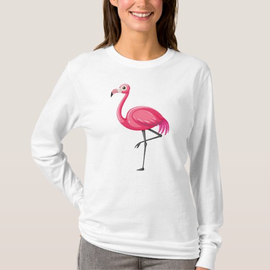 Roze Flamingo Bird-89686 T-shirt (Voorkant)