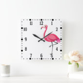Roze Flamingo Bird-89686 Vierkante Klok (Huis)