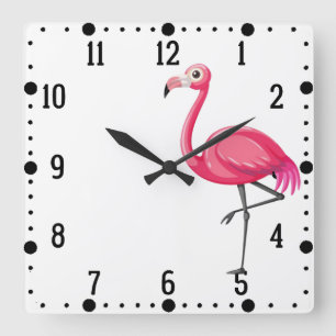 Roze Flamingo Bird-89686 Vierkante Klok