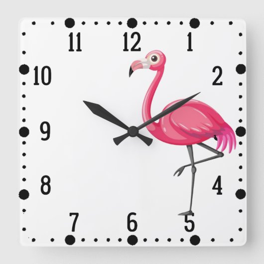 Roze Flamingo Bird-89686 Vierkante Klok (Voorkant)
