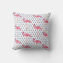 Roze Flamingo Bird Blue Dot Pattern Sierkussen