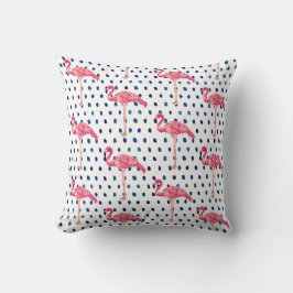 Roze Flamingo Bird Blue Dot Pattern Sierkussen