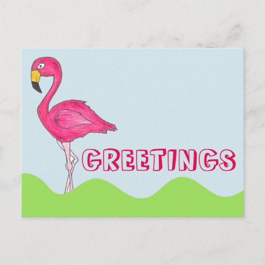  roze flamingo Bird Briefkaart (Voorkant)