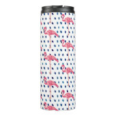 Roze Flamingo Bird Dot Pattern Thermal Tumbler Thermosbeker (Achterkant)