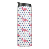 Roze Flamingo Bird Dot Pattern Thermal Tumbler Thermosbeker (Geroteerd rechts)