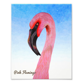 Roze Flamingo Bird Gouache Waterverf Painting Foto Afdruk