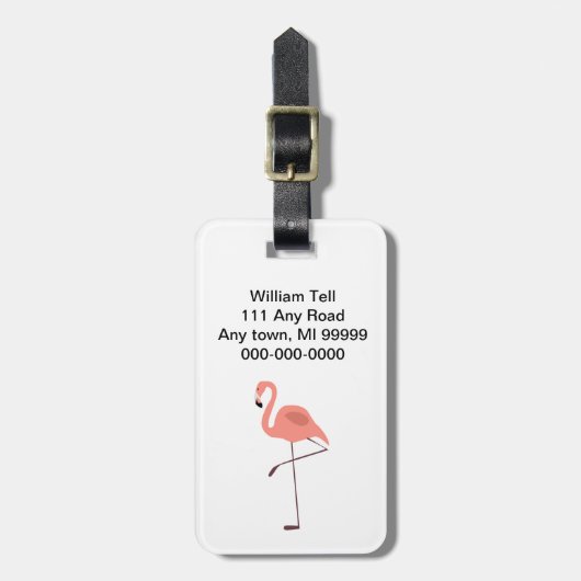 Roze Flamingo Bird Illustration Bagagelabel (Voorkant verticaal)