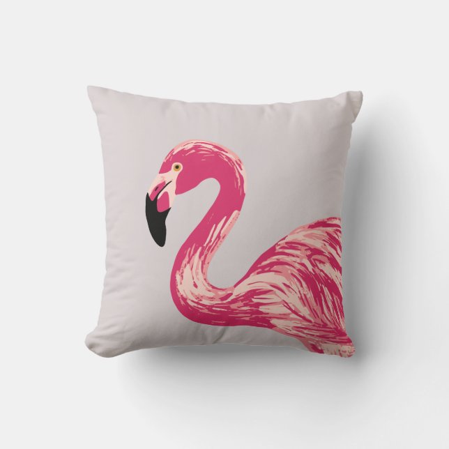 Roze Flamingo Bird Illustration Sierkussen (Voorkant)