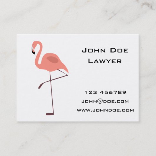 Roze Flamingo Bird Illustration Visitekaartje (Voorkant)