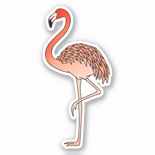 Roze Flamingo Bird Lineart-57567 Sticker (Voorkant)