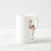 Roze Flamingo Bird Lineart-57667 Porselein Kop (Voorkant rechts)