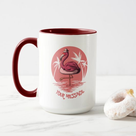 Roze Flamingo Bird Mok (Met donut)