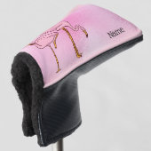 Roze Flamingo Bird op Roze Achtergrond Golfheadcover (3/4 voorkant)