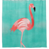 Roze Flamingo Bird op Turquoise Background Douchegordijn (Voorkant)