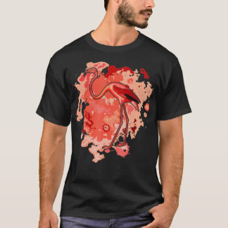 Roze Flamingo Bird Waterverf Artwork T-shirt