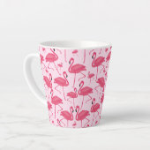 Roze Flamingo Bird Waterverf op Pink Design Latte Mok (Linkerhoek)