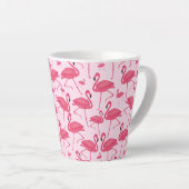Roze Flamingo Bird Waterverf op Pink Design Latte Mok (Rechterhoek)
