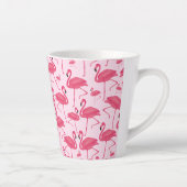 Roze Flamingo Bird Waterverf op Pink Design Latte Mok (Rechts)