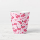 Roze Flamingo Bird Waterverf op Pink Design Latte Mok (Voorkant)