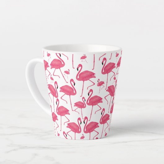 Roze Flamingo Bird Waterverf op White Design Latte Mok (Linkerhoek)