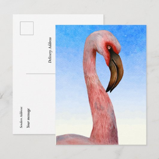 Roze Flamingo Bird Waterverf Painting Briefkaart (Voorkant / Achterkant)