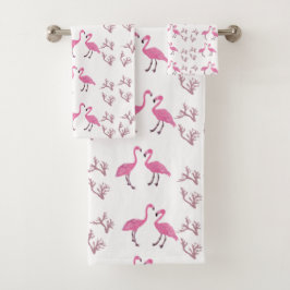 Roze Flamingo Birds Bad Handdoek