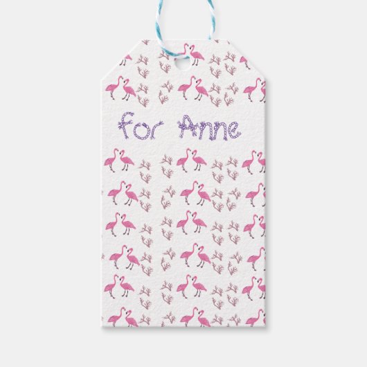 Roze Flamingo Birds Cadeaulabel (Voorkant)