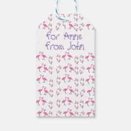 Roze Flamingo Birds Cadeaulabel