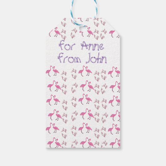 Roze Flamingo Birds Cadeaulabel (Achterkant)
