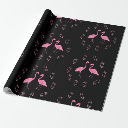 Roze Flamingo Birds Cadeaupapier (Uitgerold)