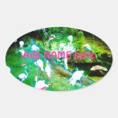 Roze Flamingo Birds Custom Ovale Sticker (Voorkant)