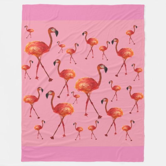 Roze Flamingo Birds Fleece Blanket Deken (Voorkant)