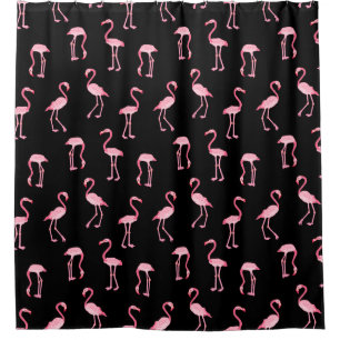 Roze Flamingo Birds Pattern Black of Custom Color Douchegordijn