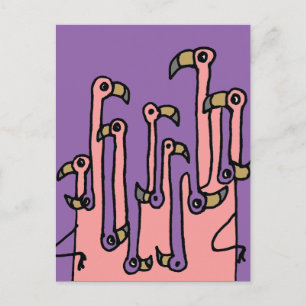 Roze Flamingo Birds Reflection Art Briefkaart