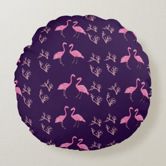 Roze Flamingo Birds Rond Kussen (Voorkant)