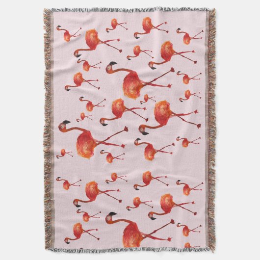 Roze flamingo Birds Throw Blanket Deken (Voorkant Verticaal)