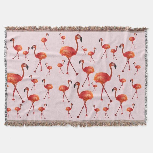 Roze flamingo Birds Throw Blanket Deken (Voorkant)