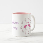Roze Flamingo Birds Tweekleurige Koffiemok (Voorkant rechts)