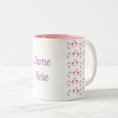 Roze Flamingo Birds Tweekleurige Koffiemok (Voorkant rechts)
