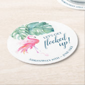 Roze Flamingo Birthday Party Flocktail Ronde Kartonnen Onderzetter (Gebogen)