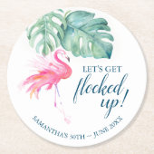 Roze Flamingo Birthday Party Flocktail Ronde Kartonnen Onderzetter (Voorkant)