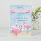 Roze Flamingo Birthday Party Kaart (Staand voorkant)