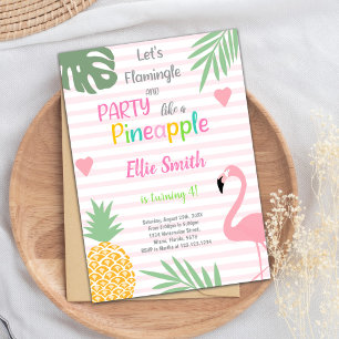 Roze Flamingo Birthday-uitnodigingen Kaart