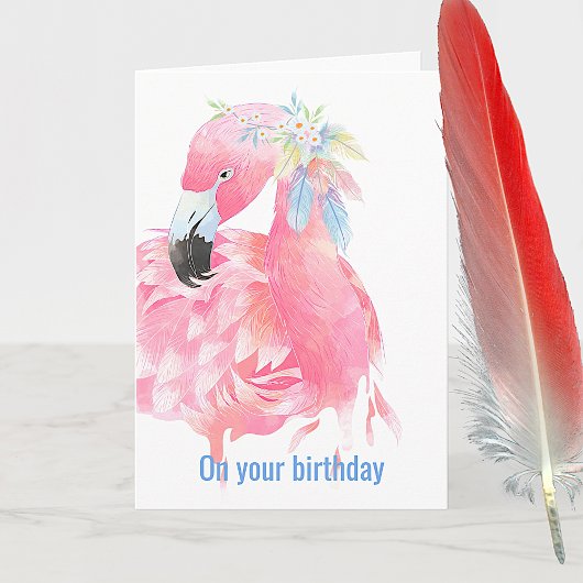 Roze Flamingo Birthday Wenskaart Kaart