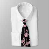 Roze Flamingo Black Business Suit Weddenschap Prom Stropdas (Gebonden)