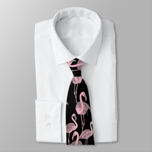 Roze Flamingo Black Business Suit Weddenschap Prom Stropdas (Gebonden)
