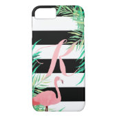 Roze Flamingo & Black Stripes, monogrammen Case-Mate iPhone Case (Achterkant)