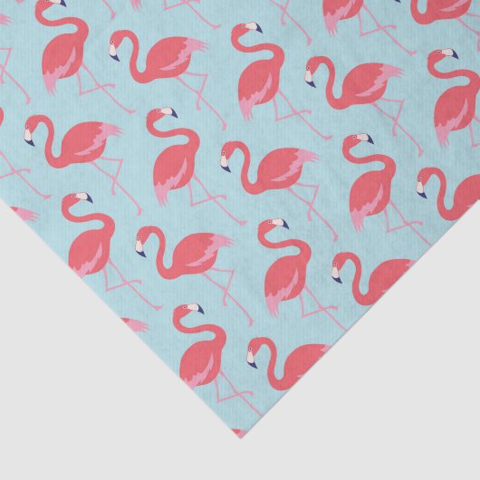 Roze flamingo blauw patroonpapier tissuepapier (Detail)