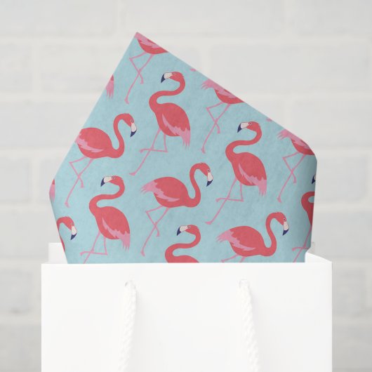 Roze flamingo blauwe patroon tissuepapier (Cadeauzakje)