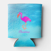 Roze flamingo blauwe zee monogram blikjeskoeler (Voorkant)